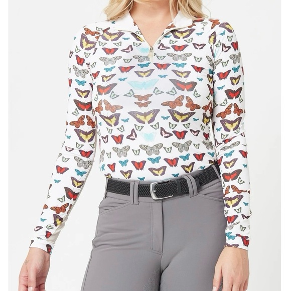 Kastel Denmark butterfly sun shirt quarter zip 1/4 equestrian riding equine tack - Picture 2 of 2